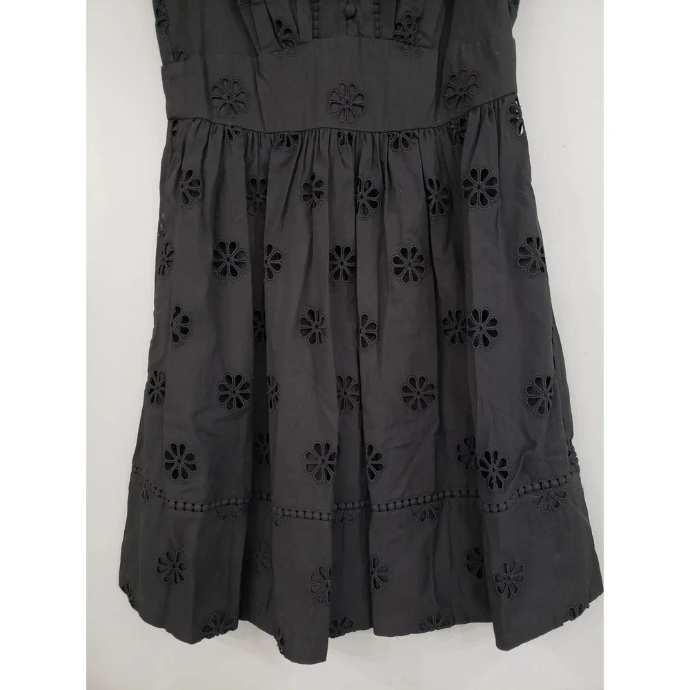 NEW Kate Spade‎ Spade Clover Eyelet Mini Dress Black Floral Size 4 SLEEVELESS